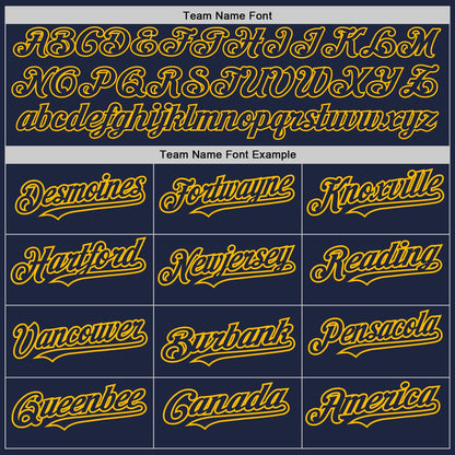 Custom Navy Gold Pinstripe Gold Two-Button Unisex Softball Jersey