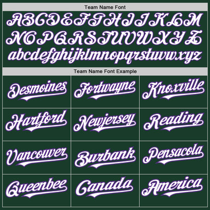 Custom Green Purple Pinstripe White Two-Button Unisex Softball Jersey