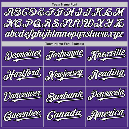 Custom Purple Black Pinstripe White Two-Button Unisex Softball Jersey