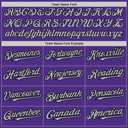 Custom Purple Black Pinstripe Gray Two-Button Unisex Softball Jersey