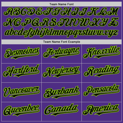 Custom Purple Black Pinstripe Neon Green Two-Button Unisex Softball Jersey