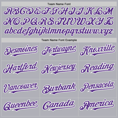 Custom Gray Purple Pinstripe White Two-Button Unisex Softball Jersey
