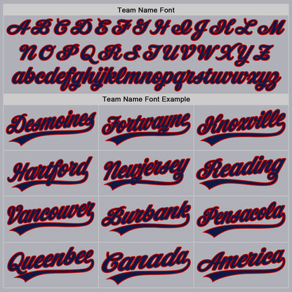 Custom Gray Red-Navy Two-Button Unisex Softball Jersey