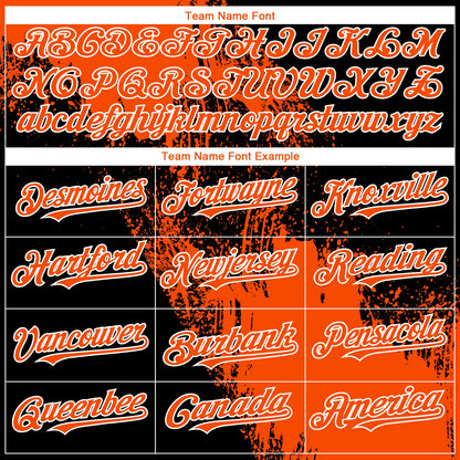 Custom Orange Black-White 3D Pattern Abstract Brush Stroke Two-Button Unisex Softball Jersey
