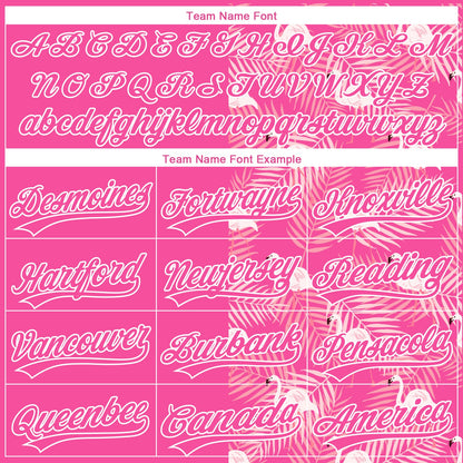 Custom Pink White 3D Pattern Tropical Palm Leaves And Famingo Two-Button Unisex Softball Jersey