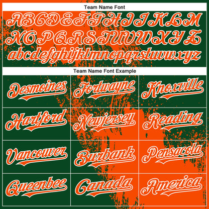 Custom Orange Green-White 3D Pattern Abstract Brush Stroke Two-Button Unisex Softball Jersey