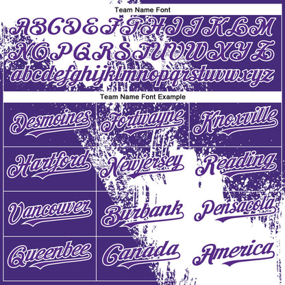 Custom White Purple 3D Pattern Abstract Brush Stroke Two-Button Unisex Softball Jersey