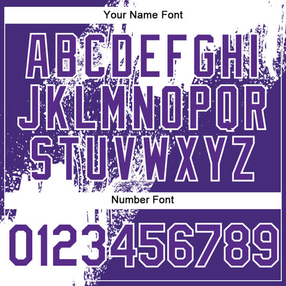 Custom White Purple 3D Pattern Abstract Brush Stroke Two-Button Unisex Softball Jersey
