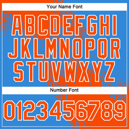 Custom Orange Electric Blue-White 3D Pattern Abstract Brush Stroke Two-Button Unisex Softball Jersey
