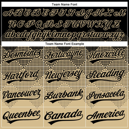 Custom Black Vegas Gold 3D Gradient Square Shape Two-Button Unisex Softball Jersey