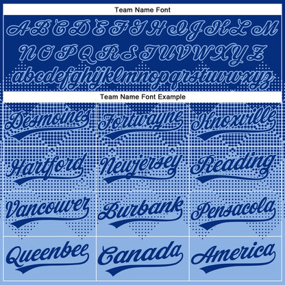 Custom Royal Light Blue 3D Gradient Square Shape Two-Button Unisex Softball Jersey