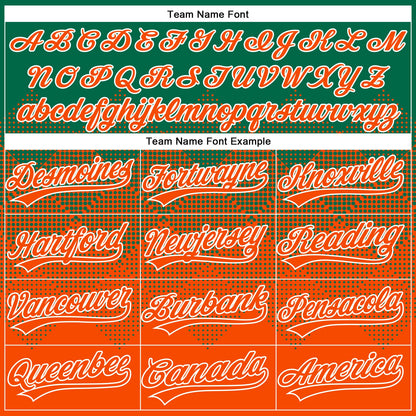 Custom Kelly Green Orange-White 3D Gradient Square Shape Two-Button Unisex Softball Jersey