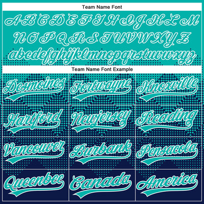 Custom Aqua Navy-White 3D Gradient Square Shape Two-Button Unisex Softball Jersey