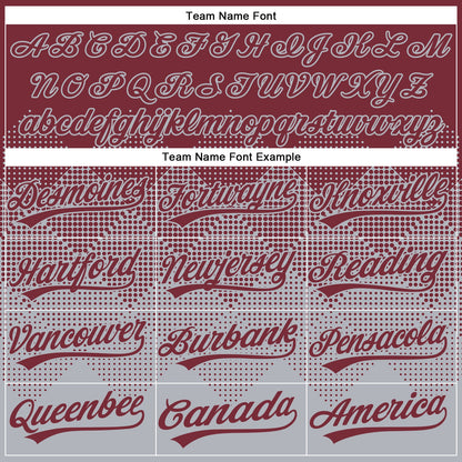 Custom Burgundy Gray 3D Gradient Square Shape Two-Button Unisex Softball Jersey