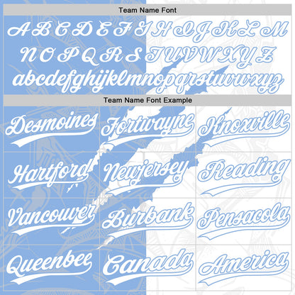 Custom Graffiti Pattern White-Light Blue 3D Scratch Two-Button Unisex Softball Jersey