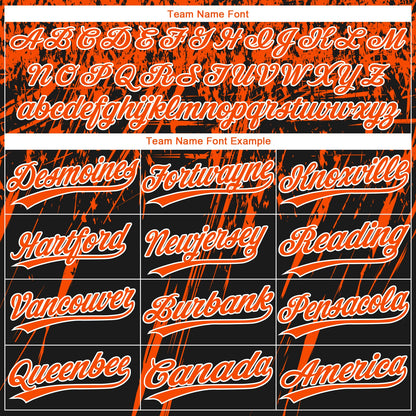 Custom Black Orange-White Distressed Scratch Brush Stroke Star Raglan Sleeves Two-Button Unisex Softball Jersey