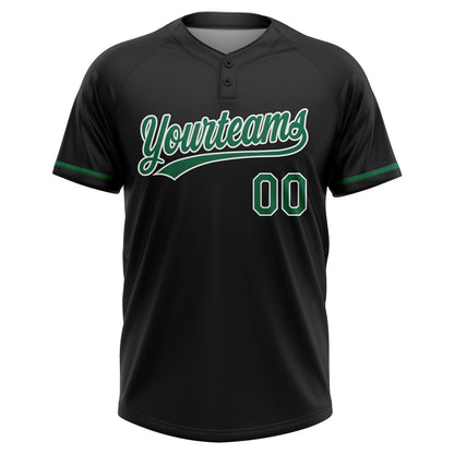 Custom Black Kelly Green-White Mexico Two-Button Unisex Softball Jersey