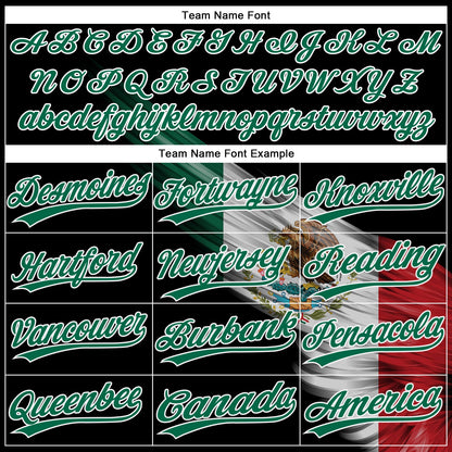 Custom Black Kelly Green Red-White The Abstract Wing With Mexican Flag Two-Button Unisex Softball Jersey
