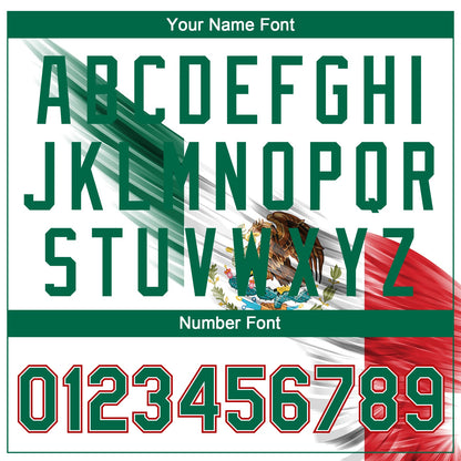 Custom White Kelly Green-Red The Abstract Wing With Mexican Flag Two-Button Unisex Softball Jersey