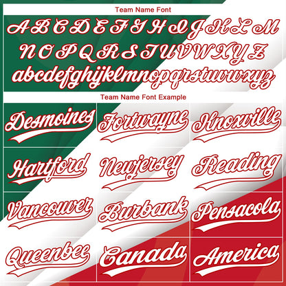 Custom Kelly Green White-Red Mexico Two-Button Unisex Softball Jersey