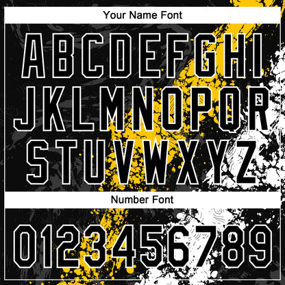Custom Black Yellow-White Dripping Splatter Cracked Texture Two-Button Unisex Softball Jersey