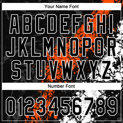 Custom Black Orange-White Dripping Splatter Cracked Texture Two-Button Unisex Softball Jersey