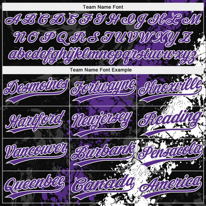 Custom Black Purple-White Dripping Splatter Cracked Texture Two-Button Unisex Softball Jersey