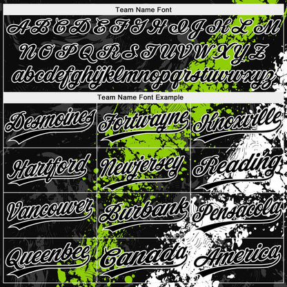 Custom Black Neon Green-White Dripping Splatter Cracked Texture Two-Button Unisex Softball Jersey
