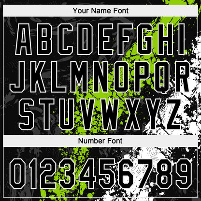 Custom Black Neon Green-White Dripping Splatter Cracked Texture Two-Button Unisex Softball Jersey