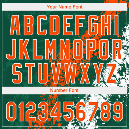 Custom Kelly Green Orange-White Dripping Splatter Cracked Texture Two-Button Unisex Softball Jersey
