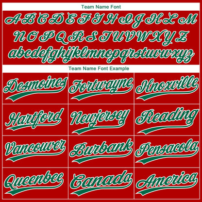 Custom Red Kelly Green-White Ethnic Aztec Mexican Heritage Two-Button Unisex Softball Jersey