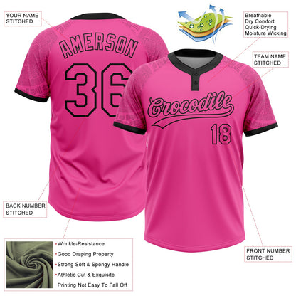 Custom Pink Black Ethnic Aztec Mexican Heritage Two-Button Unisex Softball Jersey