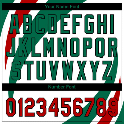 Custom White Red Kelly Green-Black Mexico Two-Button Unisex Softball Jersey