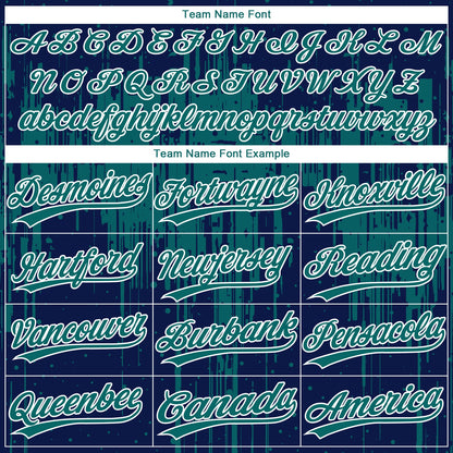 Custom Navy Teal-White Dripping Splatter Paint Two-Button Unisex Softball Jersey