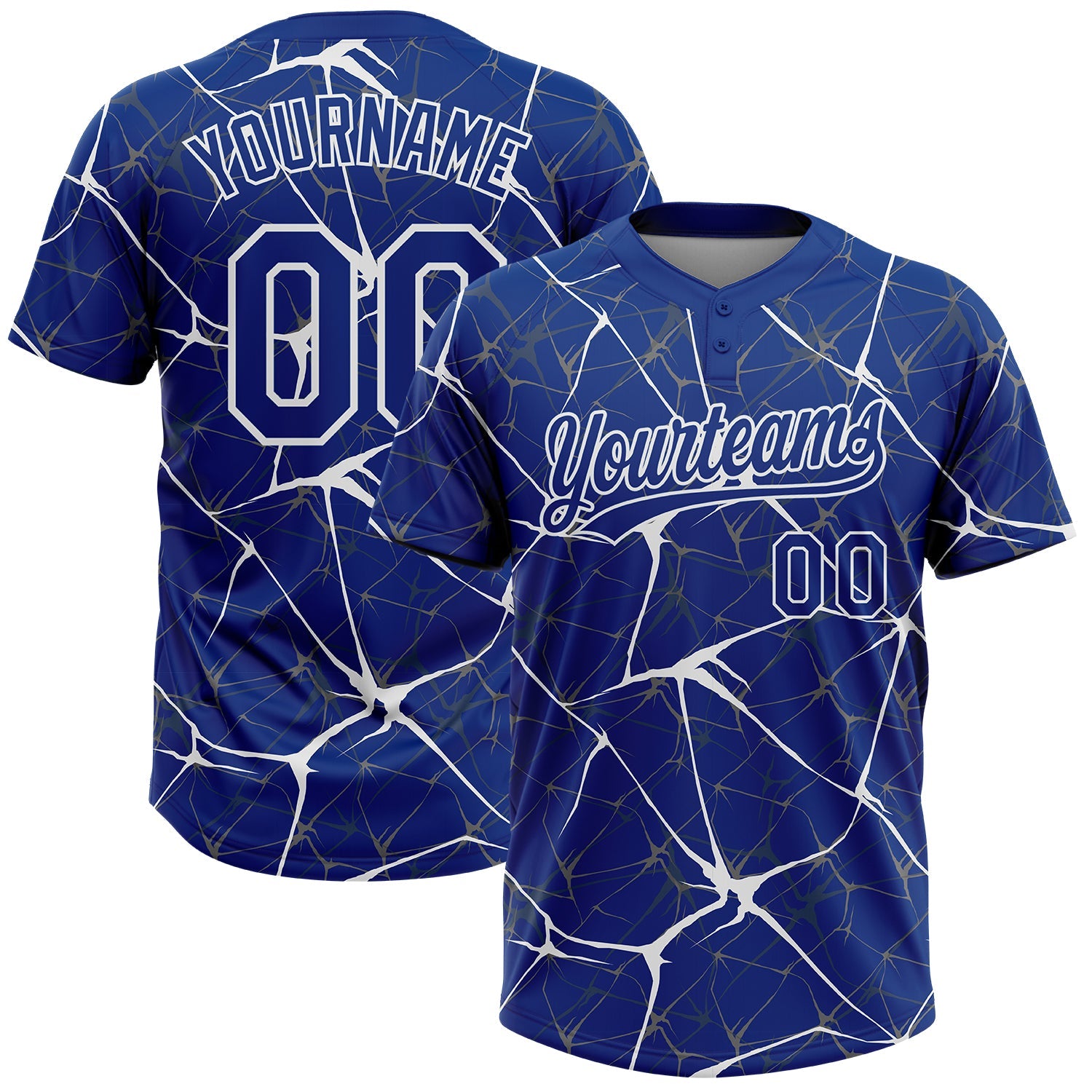 Custom Royal White  Abstract Network Two-Button Unisex Softball Jersey