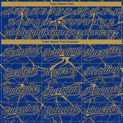 Custom Royal Old Gold  Abstract Network Two-Button Unisex Softball Jersey