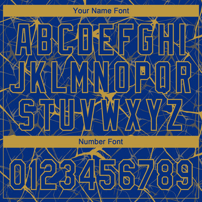 Custom Royal Old Gold  Abstract Network Two-Button Unisex Softball Jersey