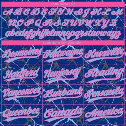 Custom Royal Light Blue-Pink  Abstract Network Two-Button Unisex Softball Jersey