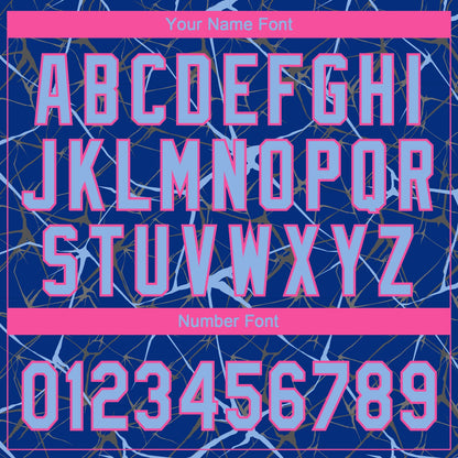 Custom Royal Light Blue-Pink  Abstract Network Two-Button Unisex Softball Jersey