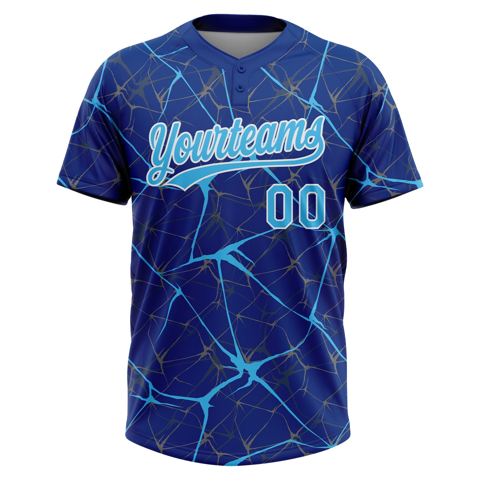 Custom Royal Sky Blue-White  Abstract Network Two-Button Unisex Softball Jersey