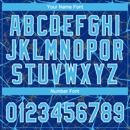 Custom Royal Sky Blue-White  Abstract Network Two-Button Unisex Softball Jersey