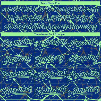 Custom Royal Pea Green  Abstract Network Two-Button Unisex Softball Jersey