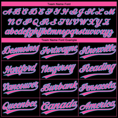 Custom Black Pink-Sky Blue Gradient Style Twinkle Star Two-Button Unisex Softball Jersey