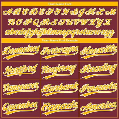 Custom Burgundy Gold-White Gradient Style Twinkle Star Two-Button Unisex Softball Jersey
