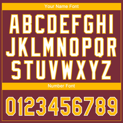 Custom Burgundy Gold-White Gradient Style Twinkle Star Two-Button Unisex Softball Jersey