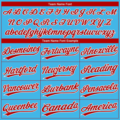 Custom Sky Blue Red-White Gradient Style Twinkle Star Two-Button Unisex Softball Jersey