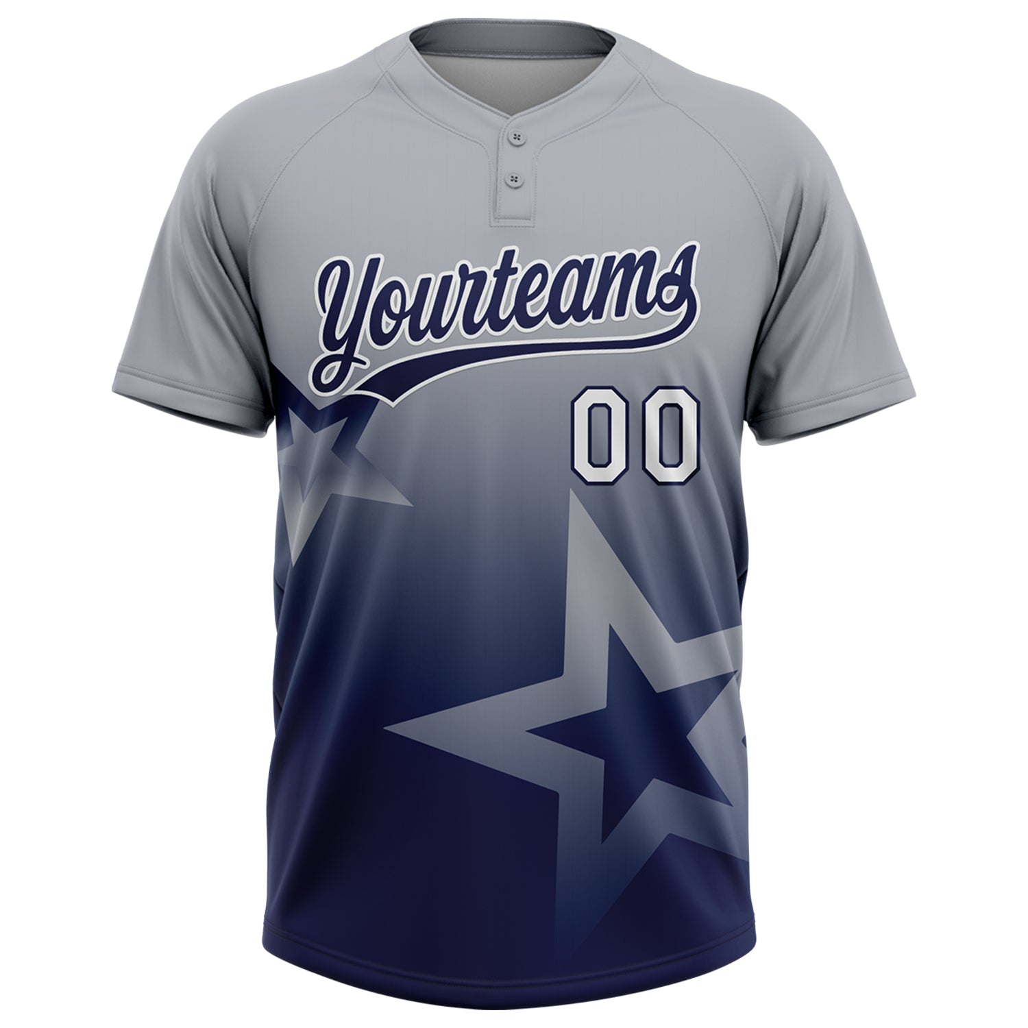 Custom Gray Navy-White Gradient Style Twinkle Star Two-Button Unisex Softball Jersey