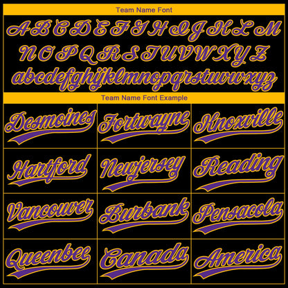 Custom Black Purple-Gold Gradient Style Twinkle Star Two-Button Unisex Softball Jersey