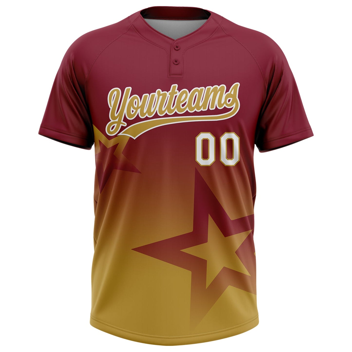 Custom Crimson Old Gold-White Gradient Style Twinkle Star Two-Button Unisex Softball Jersey