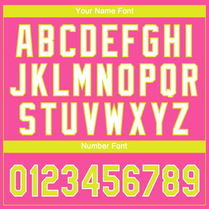 Custom Pink Neon Yellow-White Gradient Style Twinkle Star Two-Button Unisex Softball Jersey